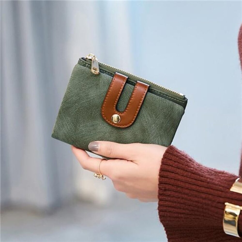 Women's Rfid Small Bifold Leather Wallet Ladies Mini Zipper Coin Purse id card - Picture 5 of 8